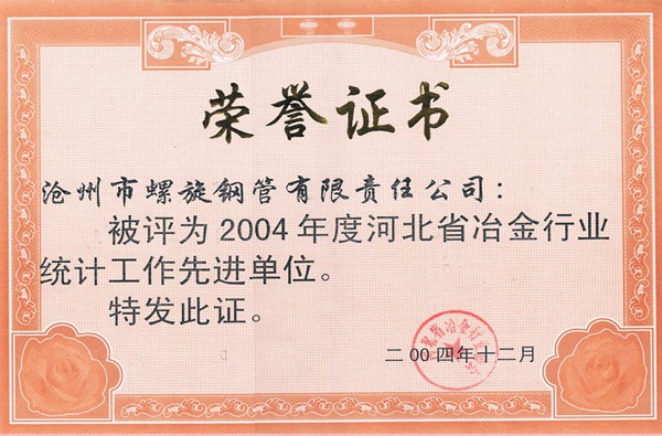 2004年河北省冶金行業(yè)統(tǒng)計(jì)工作先進(jìn)單位